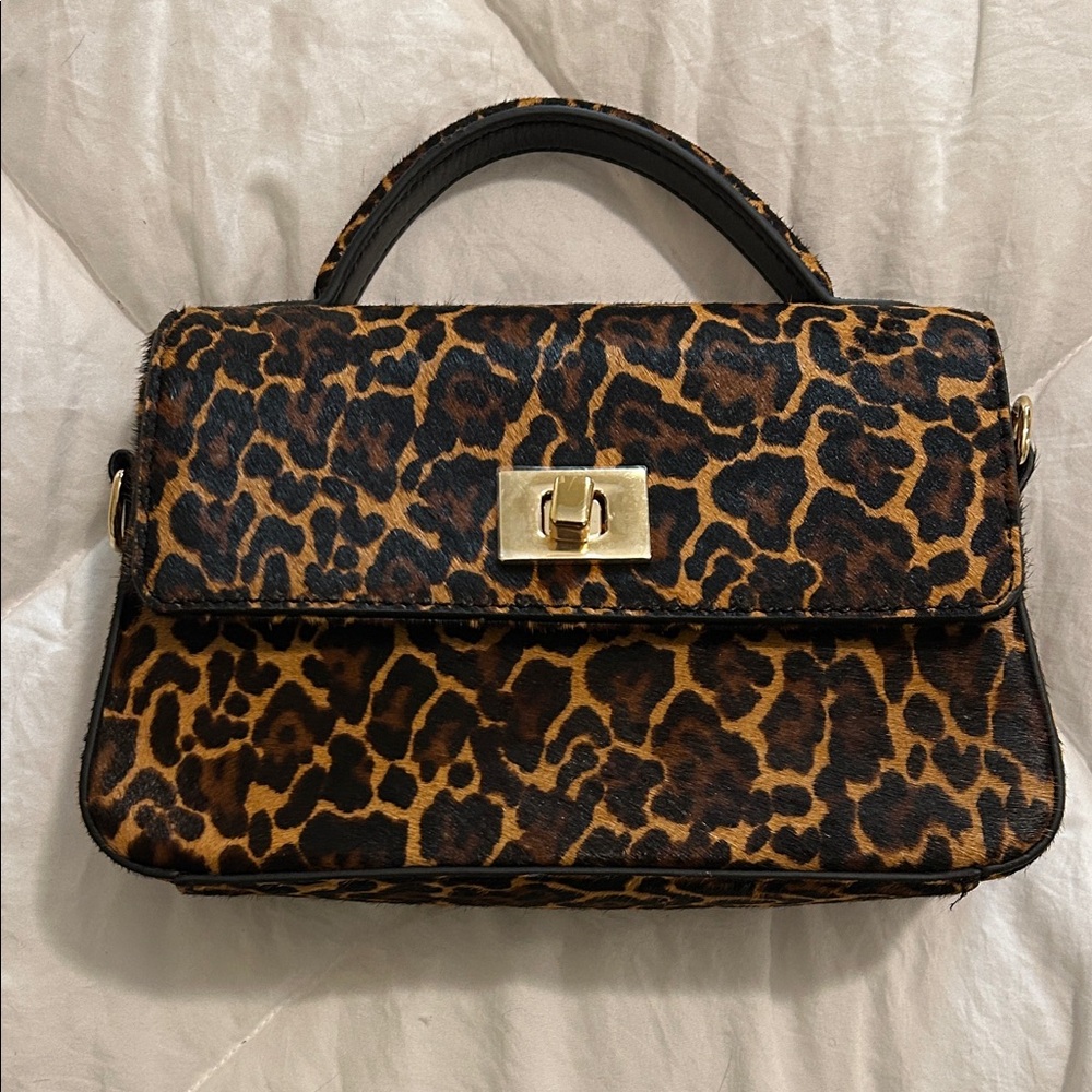 J. Crew Calf Hair Leopard Print Women's Handbag including cross body strap